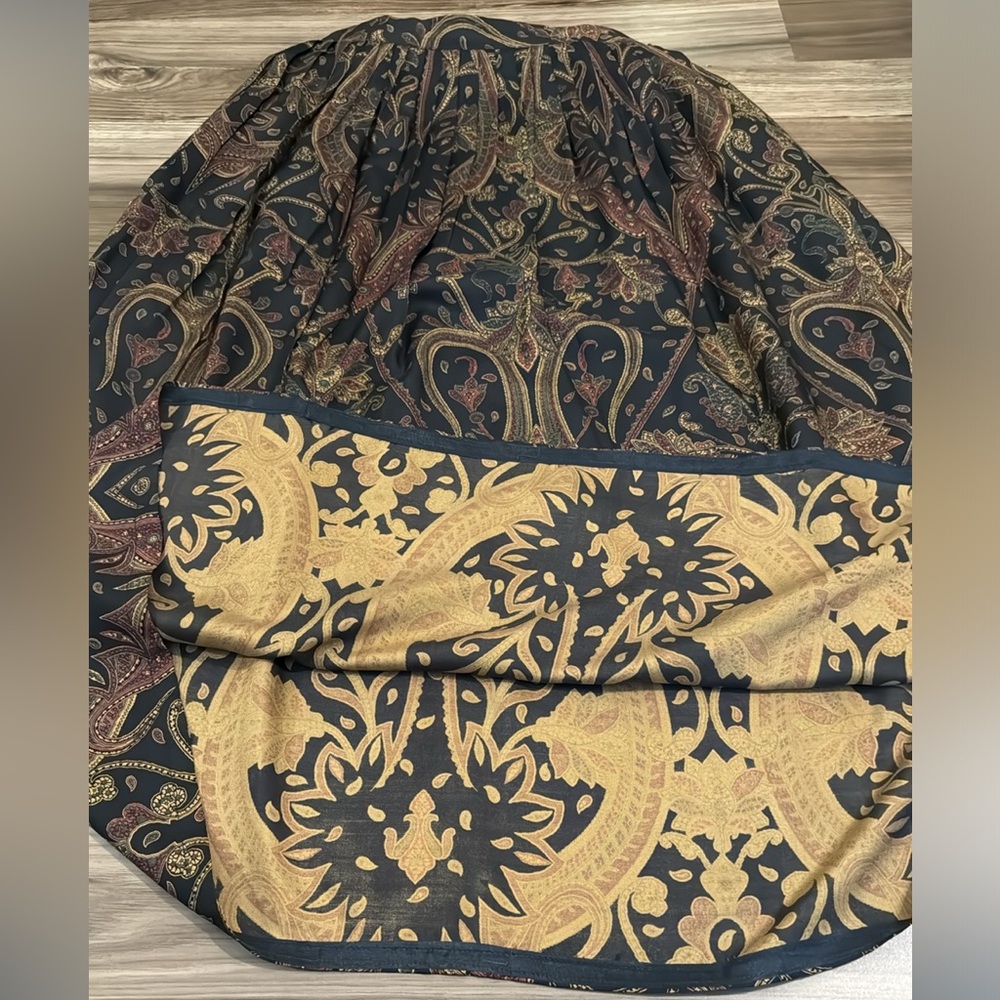 Ralph Lauren 100% Silk Paisley Vintage Purple Label Pockets Pull On Maxi Skirt 8 - Picture 10 of 13